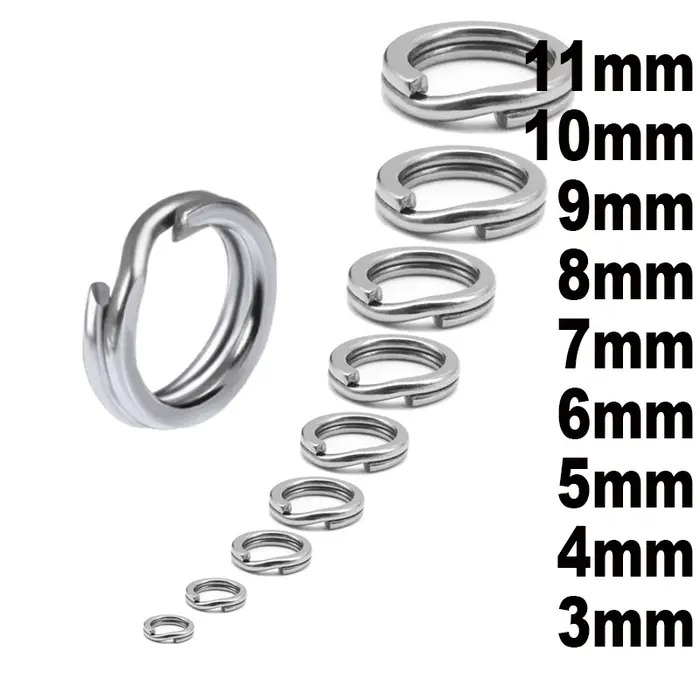 Anneau fendu de pêche en acier inoxydable, Double anneau fendu ovale solide, accessoires pour croche