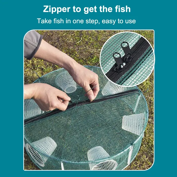 Nasse de pêche pliable ronde avec mailles 3/4 trous pour poissons crevettes et écrevisses cage de pêche facile à utiliser pour débutants et professionnels occasions spéciales