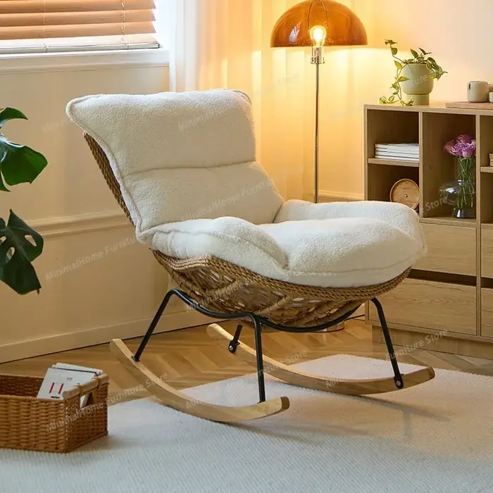 Fauteuil à bascule inclinable en rotin pour balcon, canapé de détente pour la maison et le jardin