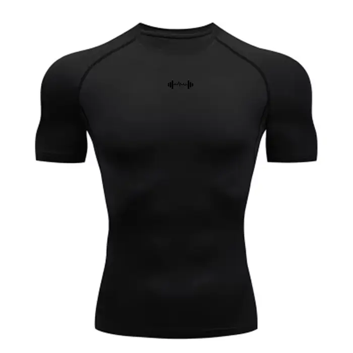 T-shirt de compression pour homme à manches courtes, absorbant, pour le sport, la gym, le fitness, l