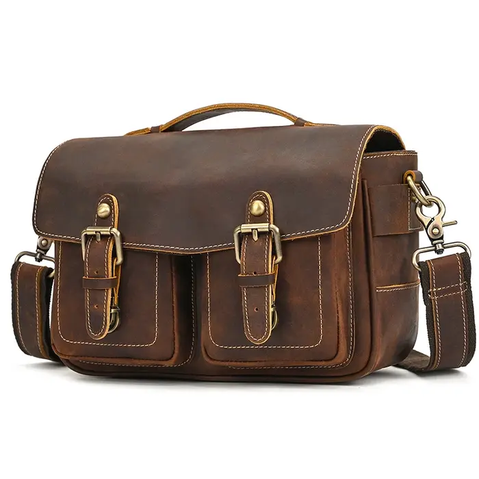 Grand sac messager en cuir pour hommes, sacs à bandoulière en peau de vache véritable, sac d'école p