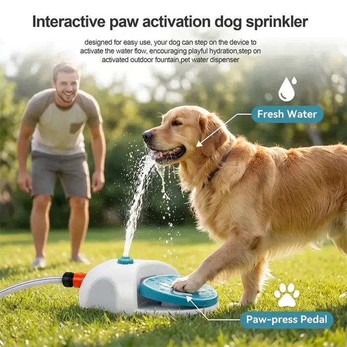 Fontaine à eau extérieure pour chien, activée par la patte, utilisation simple, connexion facile, fontaine à eau à pédale avec tuyau pour pelouse, pour animaux de compagnie