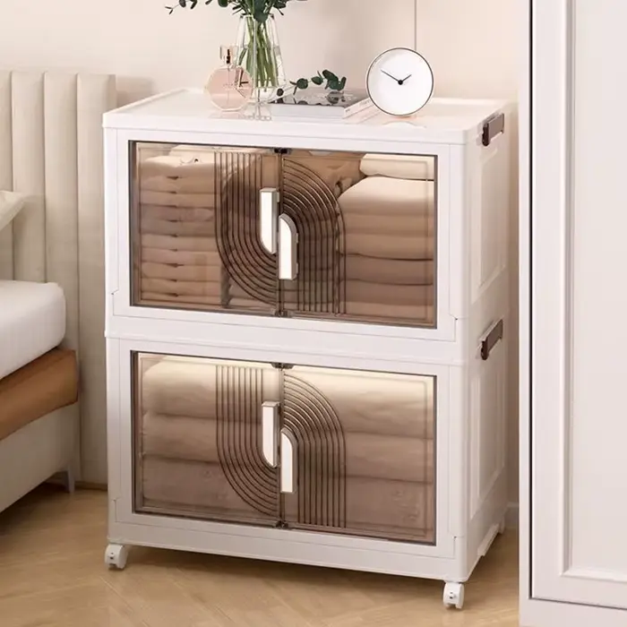 Boîte de rangement pliable moderne rectangle en polypropylène pour organisation de bureau, armoire, salon et cuisine 14 couleurs disponibles