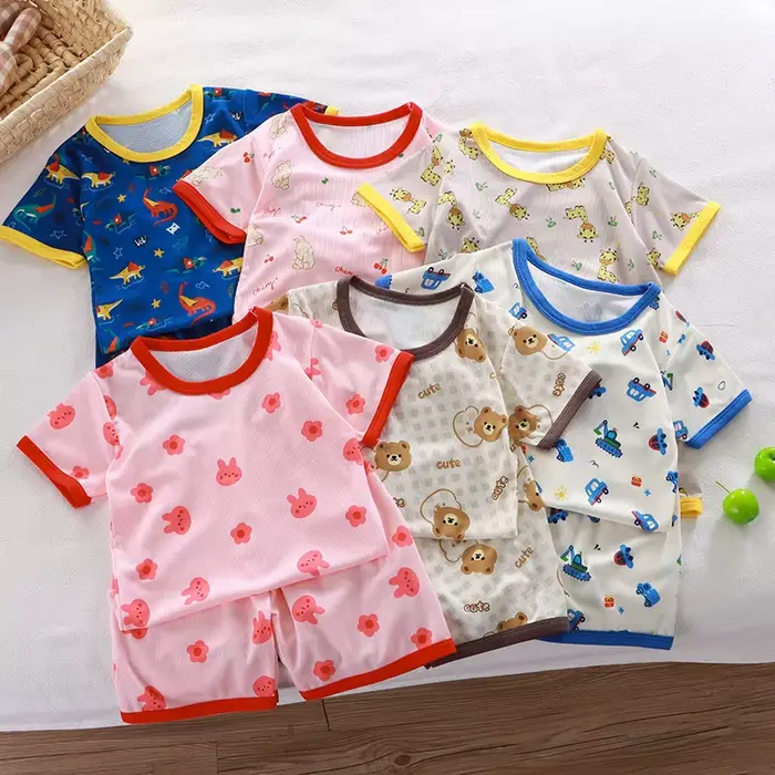Ensemble pyjama pour bébé, manches courtes, vêtements de nuit pour bébé, dessin animé, vêtements de 
