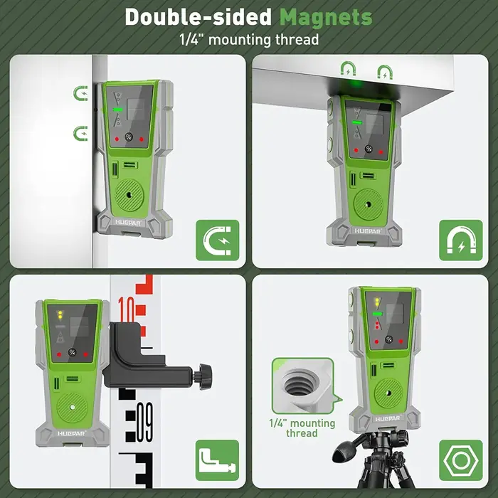 Récepteur Huepar pour détecteur laser numérique de niveau laser pour faisceau vert et rouge avec aff