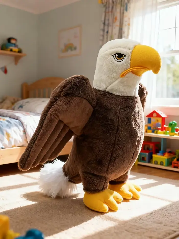 Jouet pour chien en peluche grand aigle chauve, résistant et indestructible, avec couineur et son pu