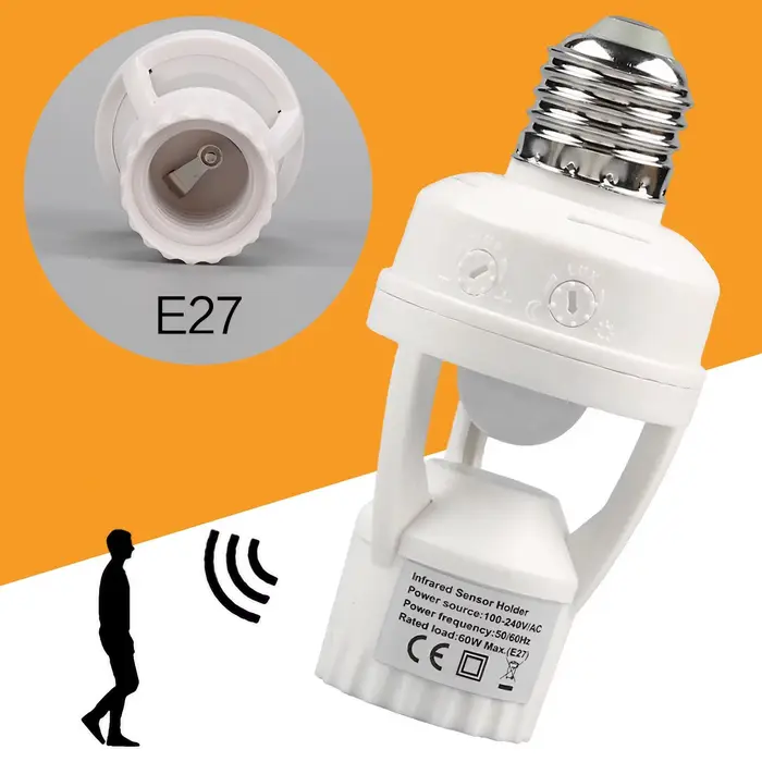 Ampoule intelligente E27 avec détecteur de mouvement infrarouge écoénergétique et sensibilité réglable