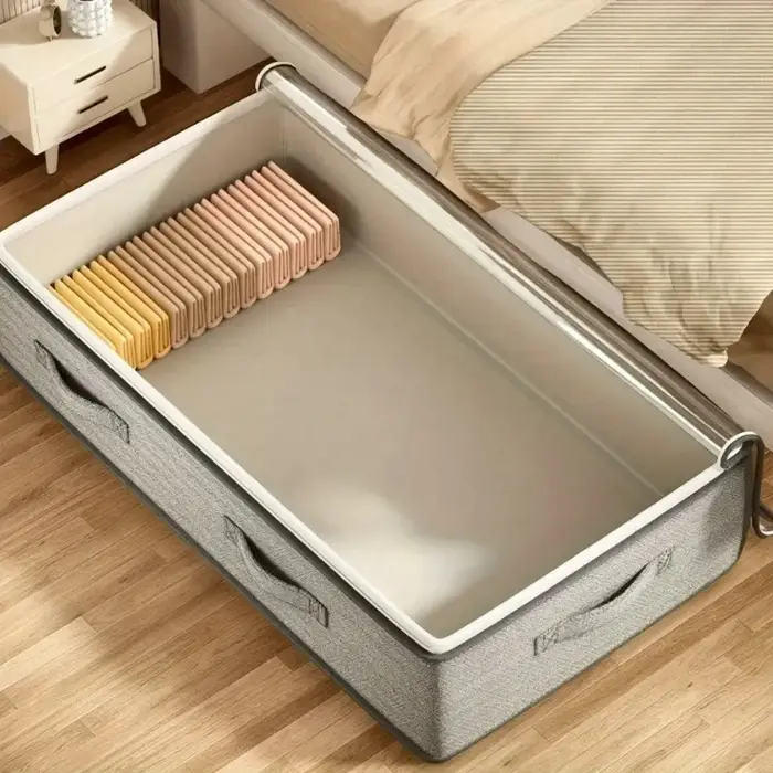 Grands boîtes de rangement sous le lit, bacs organisateurs de vêtements empilables et durables en tissu non tissé, idéaux pour l'organisation du garde-robe de la chambre à coucher