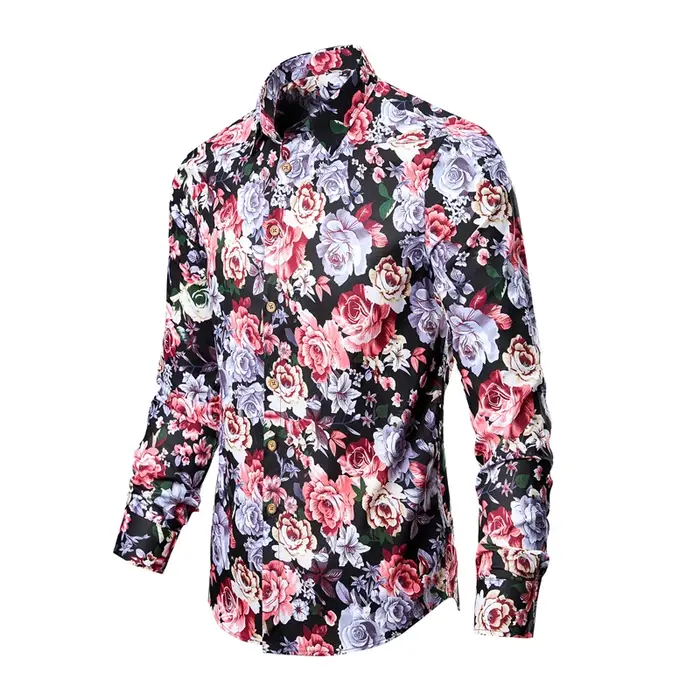Chemise homme décontractée en coton vintage à fleurs pour printemps et automne ocassions spéciales