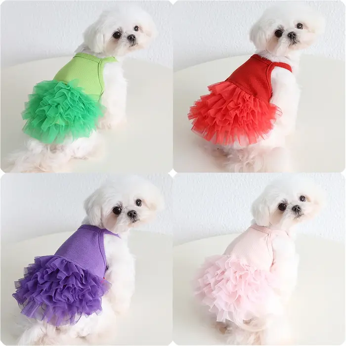 Robe mignonne en tulle pour petits chiens vêtements d'anniversaire tenues d'été queue de sirène tutu de ballet pour animaux de compagnie occaions spéciales