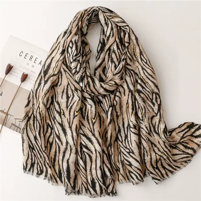 Mode femmes zèbre-rayure florale Viscose châle écharpe imprimé doux dame haute qualité Pashmina étol