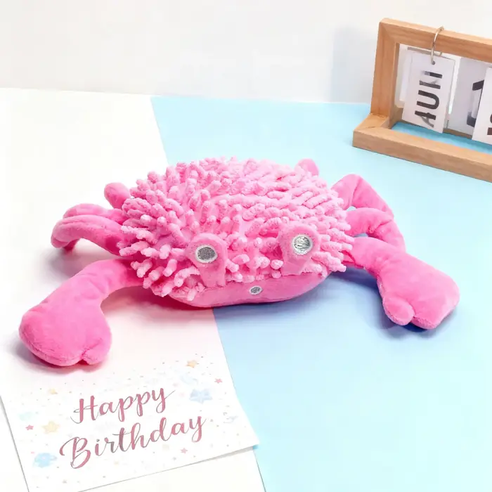 Jouet en peluche pour chien en forme de crabe Chenille : jouet à mâcher grinçant avec textures denta