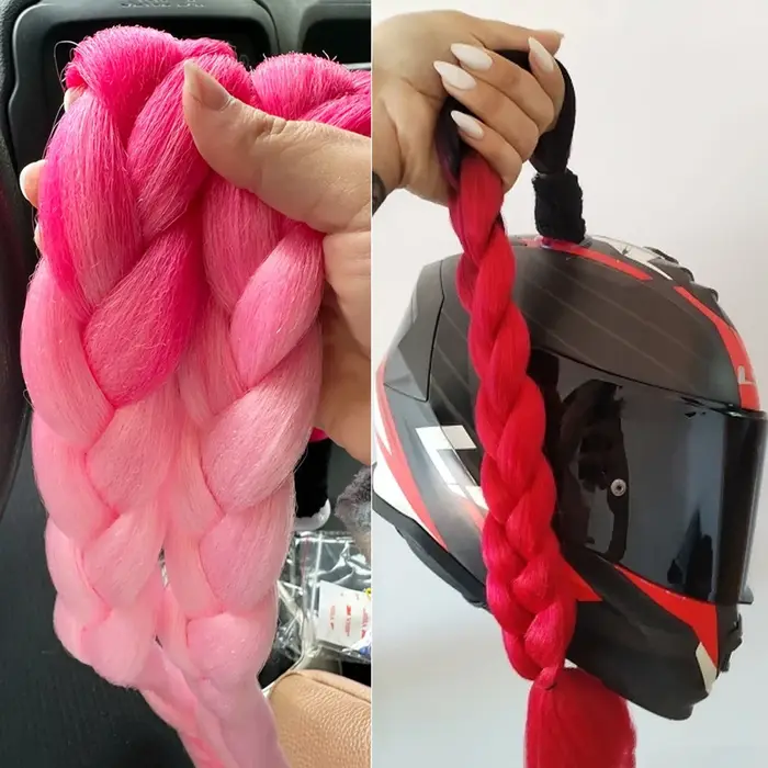 24 pouces haute qualité casque tresses Jumbo perruques tresses cheveux queue de cheval pour moto cyc