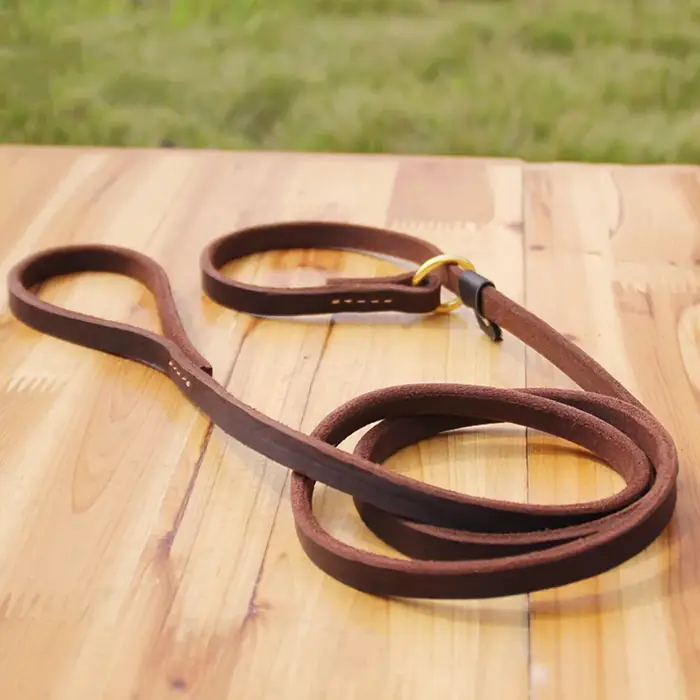 Laisse en cuir véritable pour chien, modèle britannique, souple et réglable, accessoire pour la marc