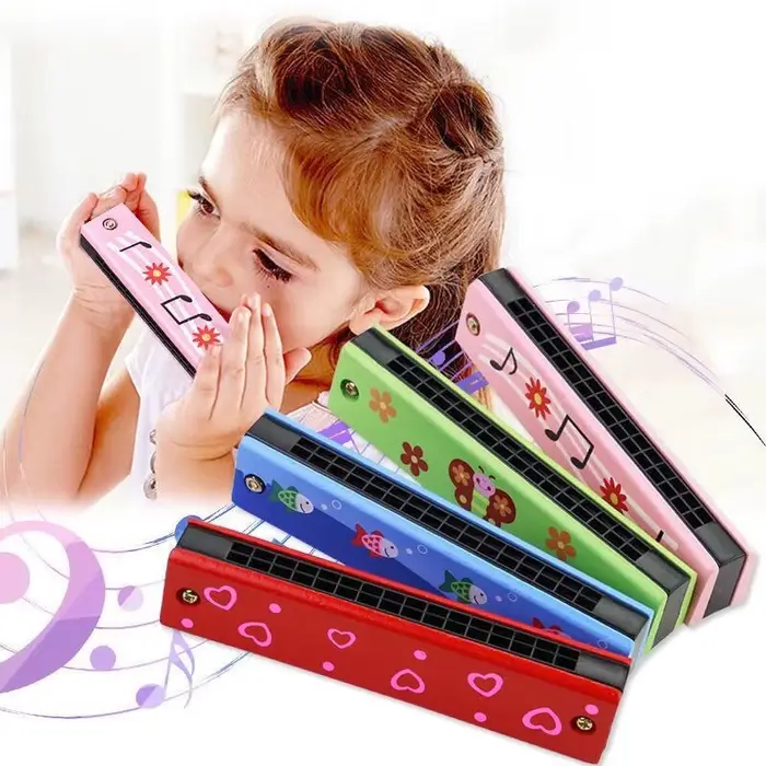Harmonica en bois pour enfants - Instrument musical éducatif - Jouet chasse débutants TMZ