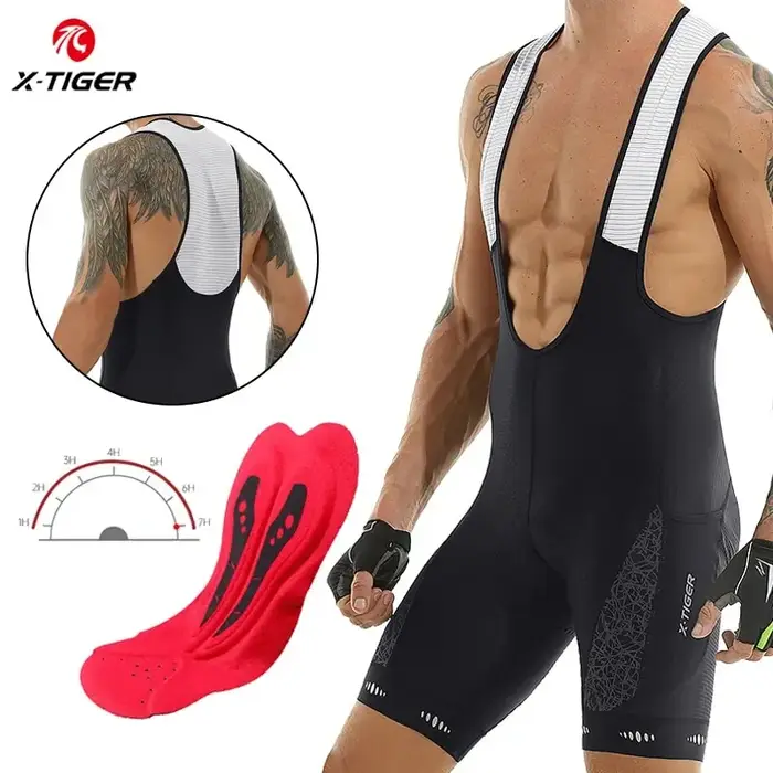 Vélo Bib Shorts 5D Gel Pad Mountain Bike Shorts Bretelle Poches En Plein Air Respirant UPF50 + Vélo 