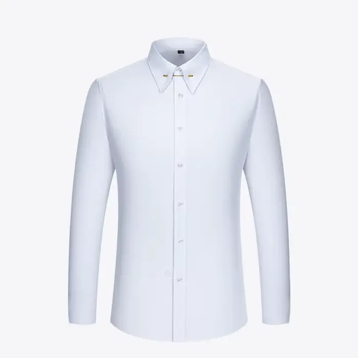 Boutons de manchette français brodés pour hommes, chemise à manches longues avec épingles à col, che