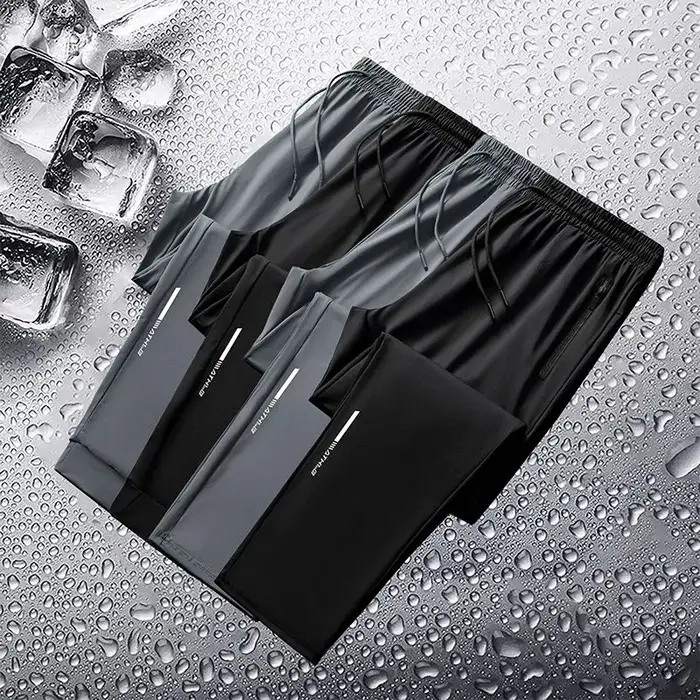 Pantalon Long en Soie Glacée pour Homme Coupe Slim, Ample, Haute, vaccage Rapide, Course en Plein Ai