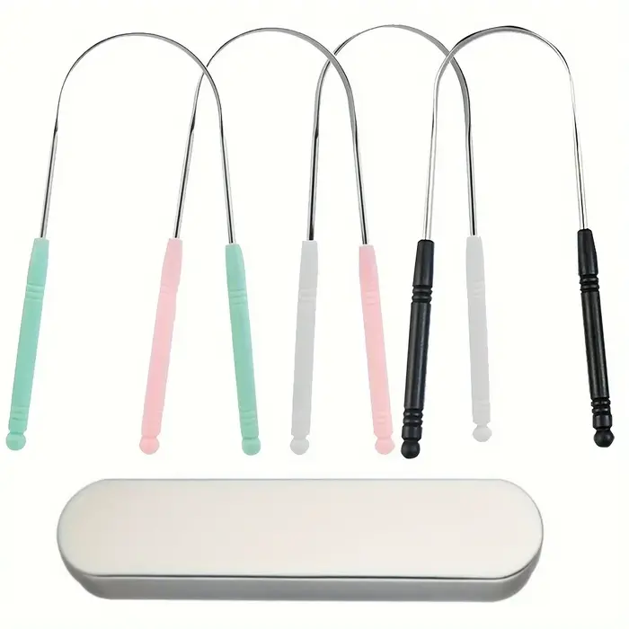 Grattoir à langue en acier inoxydable, 1 pièce, nettoyeur de langue buccale, brosse à dents, hygiène