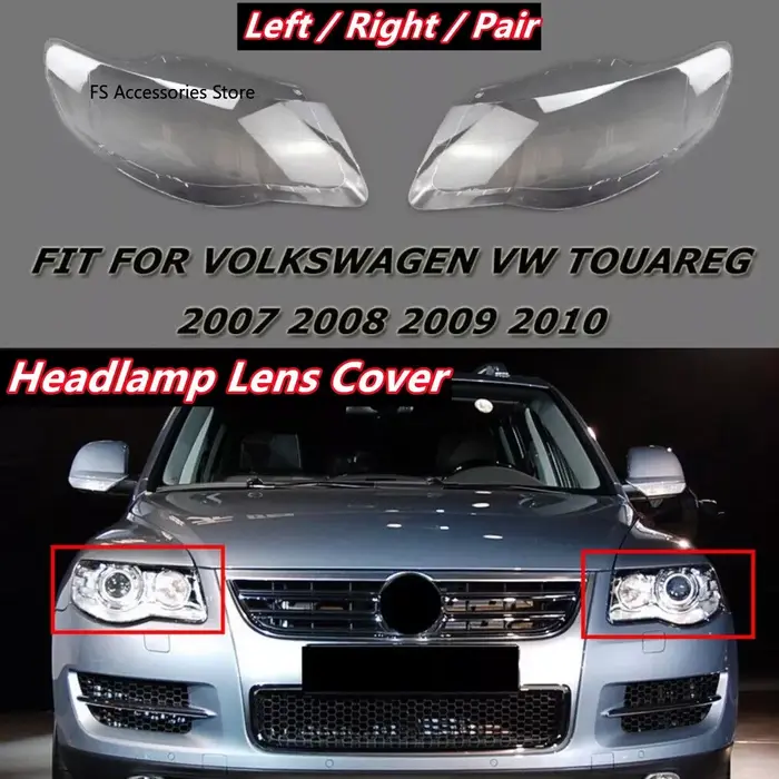 Couvercle de lentille de phare avant de voiture, pour Volkswagen, VW Touareg 2007 2008 2009 2010, co