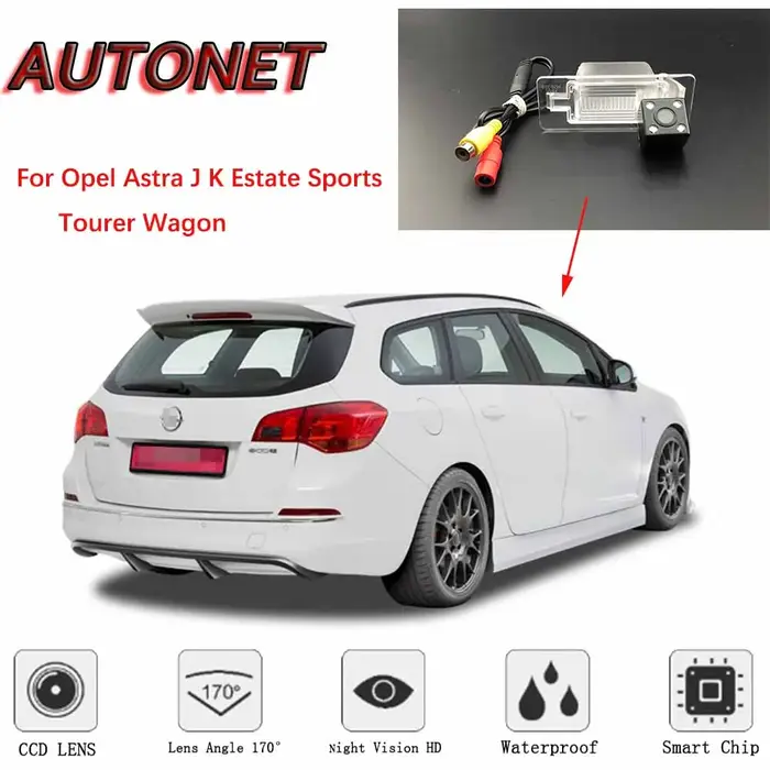 AUTONET-Caméra de recul pour Opel Astra J K Estate Sports Tourer Wagon, vision nocturne, plaque d'im