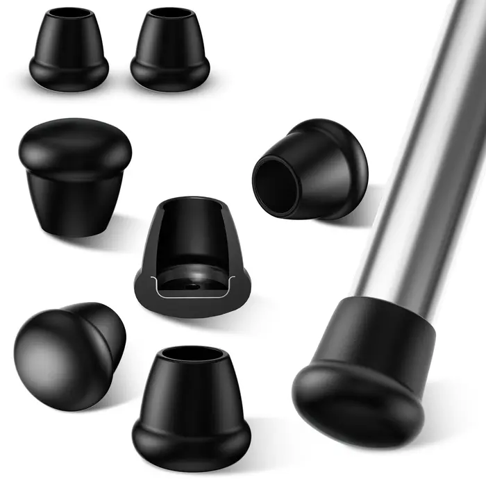 Protecteurs de sol pour pieds de chaise noirs de 0.75 pouces, couvre-pieds en Silicone pour meubles 