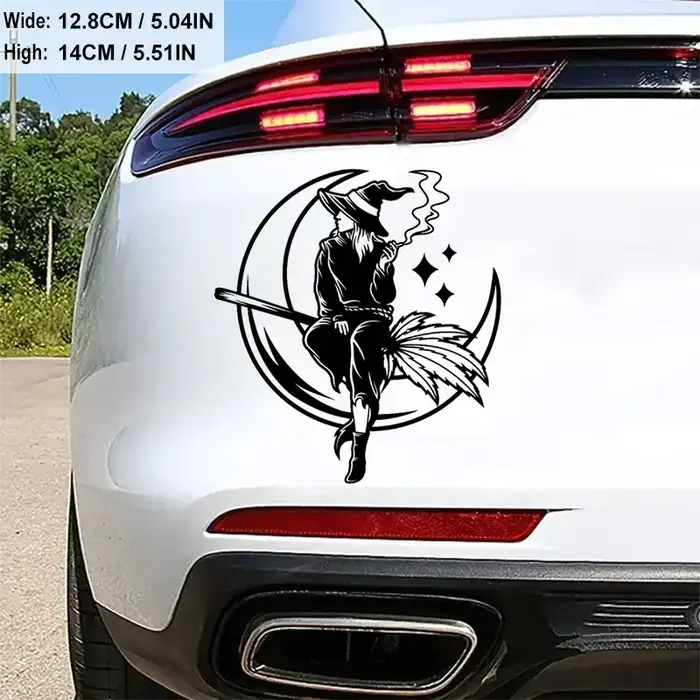 Autocollants de voiture de lune de nuit de fumée de sorcière, décalcomanies de tasse de mur de fenêt