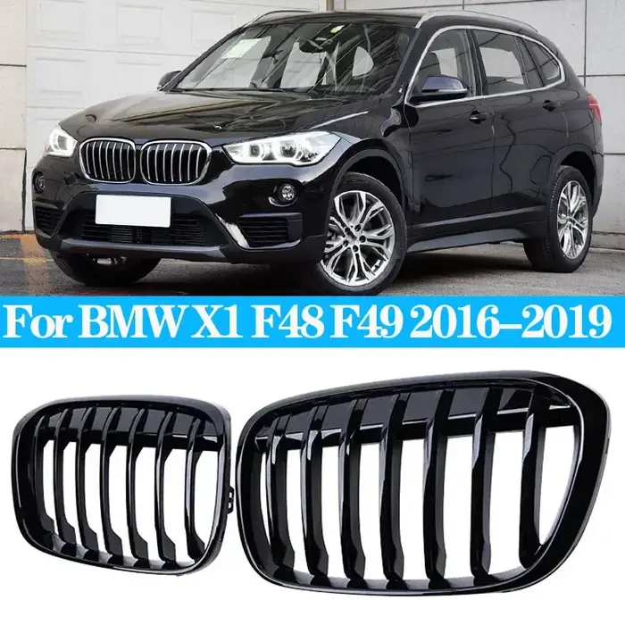 Pour BMW X1 F48 F49 calandre noire brillante Grilles de calandre avant de voiture Grilles de course 