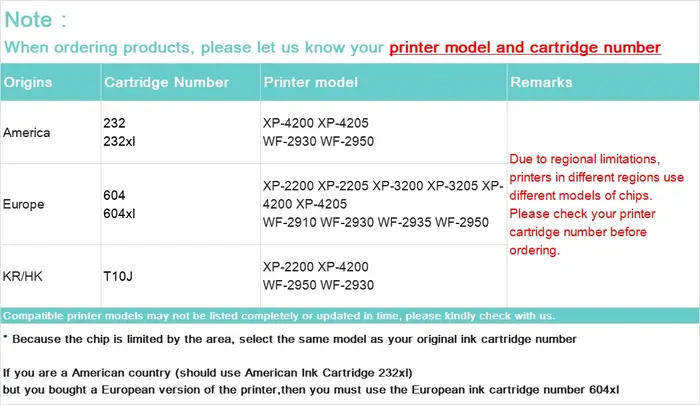 Cartouche d'encre rechargeable / puce 604 604XL pour Epson XP-2200 XP-2205 XP-3200 XP-3205 XP-4200 XP-4205 WF-2910 WF-2950 WF-2935 2930