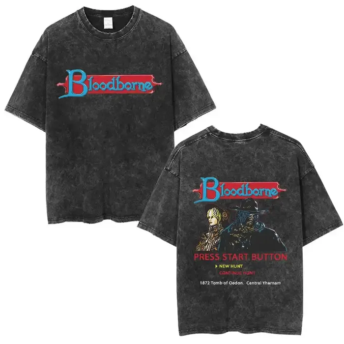 T-shirt vintage lavé Bloodborne Fear The Old Blood pour hommes et femmes