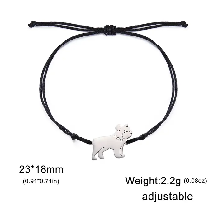 Bracelet à breloques en acier inoxydable pour femmes et enfants, bijoux bouledogue, animal de compag