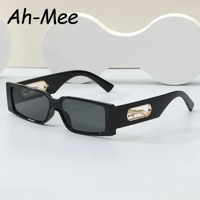 Lunettes de soleil luxe rectangle léopard femme punk homme protection anti-lumière UV400 camping randonnée