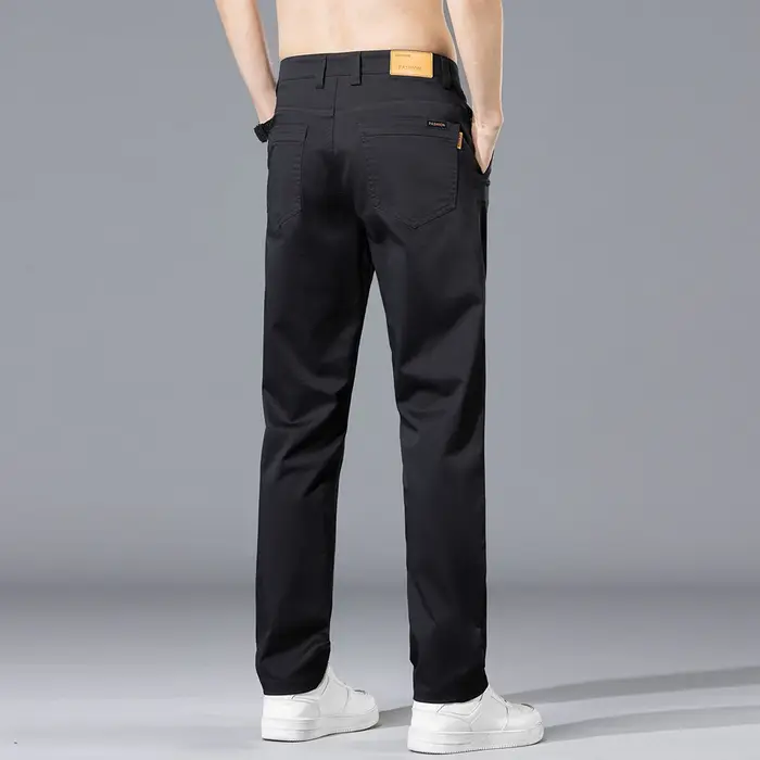 Pantalon décontracté pour homme, collection Printemps-Été, 97% coton, coupe droite, couleur unie, po