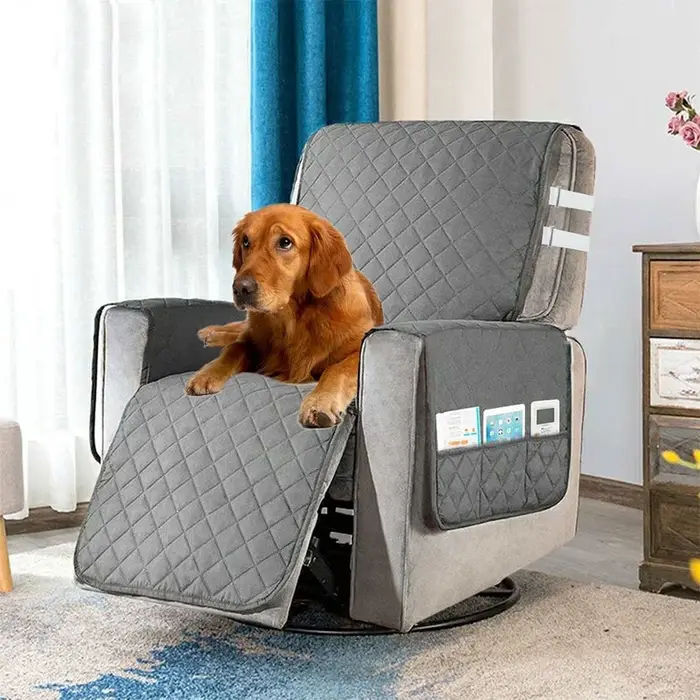 Housses de canapé matelassées solides avec poche latérale pour protection antidérapante et rangement pratique pour salon et bureau occasions spéciales