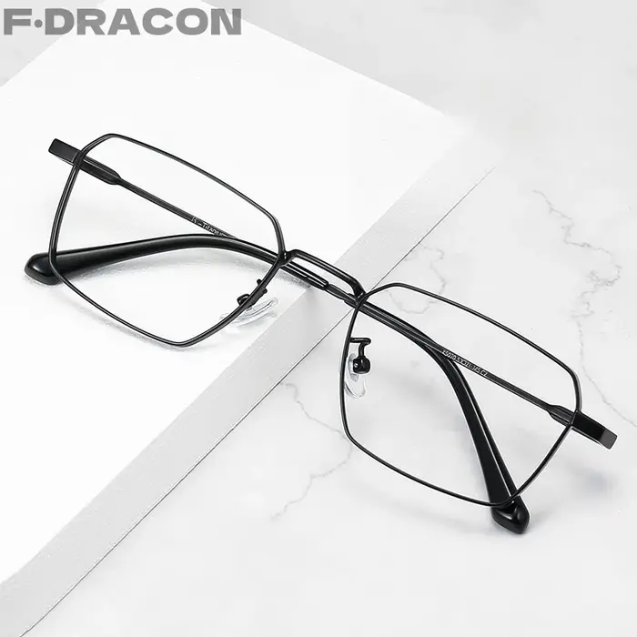 Monture de lunettes en titane pour hommes, grand visage, Ultra légère, polygonale, Prescription opti