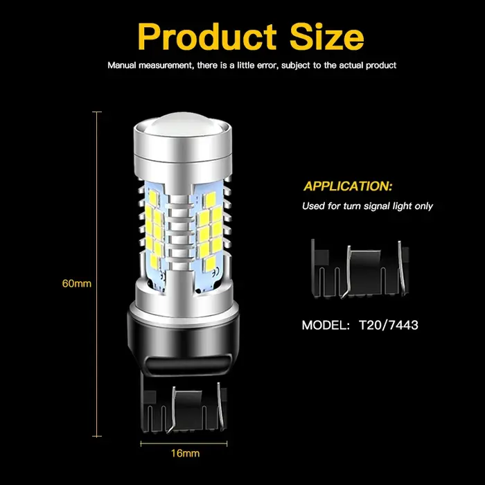 Ampoule LED DRL Canbus W21/5W 7443 T20, 2 pièces, pour VW Up e-UP Caddy MK4 Touareg 7P Beetle Skoda 