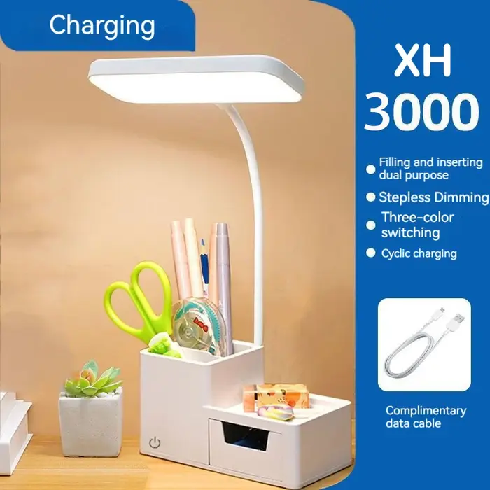 Tactile LED lampe de bureau 3 niveaux Dimmable veilleuse USB Rechargeable Protection des yeux pliabl