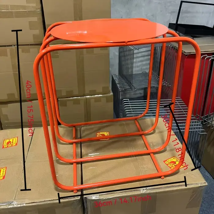 Table basse Vintage en métal Orange, 2 étagères, aucun assemblage requis, cadre robuste pour décorat