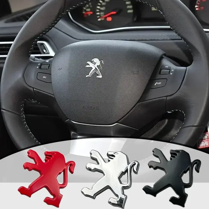 Autocollant logo volant voiture métal Peugeot 308 307 408 208 508 3008 2008 5008 accessoire intérieur