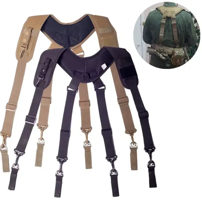 Bretelles tactiques ajustables type X - Suspension ceinture équipement chasse combat outdoor