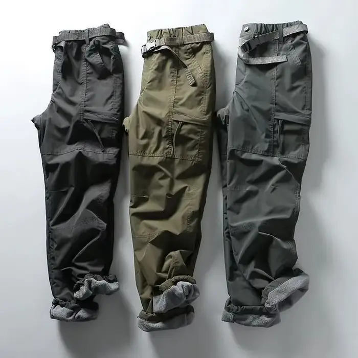 Pantalon cargo épais imperméable hiver chasse outdoor multi-poches loose femmes hommes