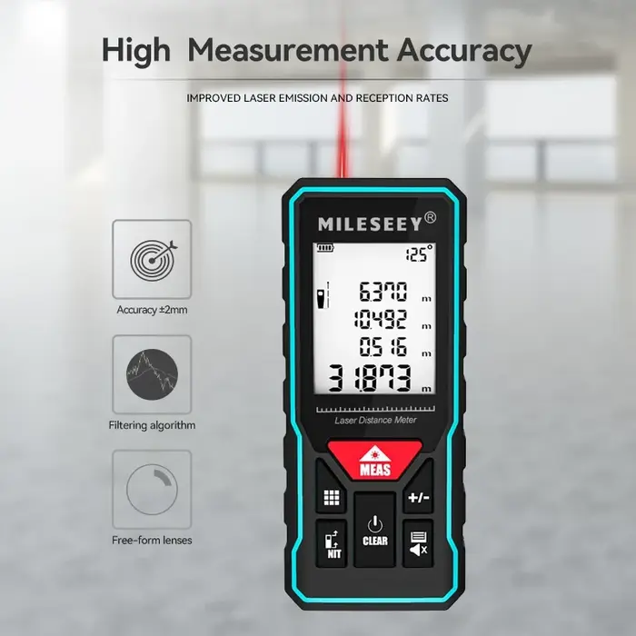 MILESEEY X6 ruban à mesurer Laser 40M 60M 80M 100M, télémètre professionnel avec affichage d'angle p