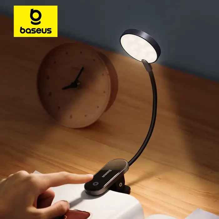 Baseus LED pince lampe de Table réglable en continu sans fil lampe de bureau tactile USB Rechargeabl