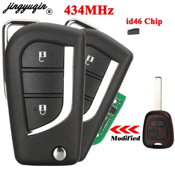 Jingyuqin-Clé télécommande de voiture à rabat, 2BT, 107 MHz, ID46/4D70, puce 89785-0H901, pour Toyot