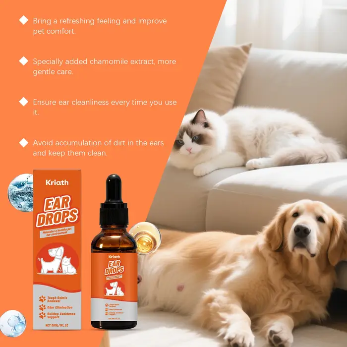 Gouttes pour le soin des oreilles des chiens et chats, supprime les démangeaisons et les odeurs, solution antifongique, nettoyage doux pour oreilles d'animaux de compagnie liquide 30ml