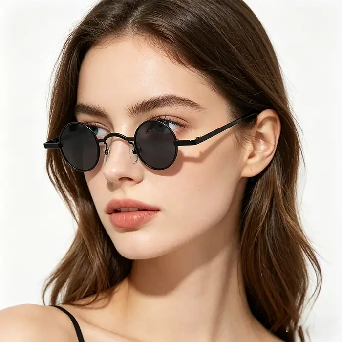Lunettes de soleil vintage rock punk pour hommes, petites lunettes de soleil rondes classiques pour 