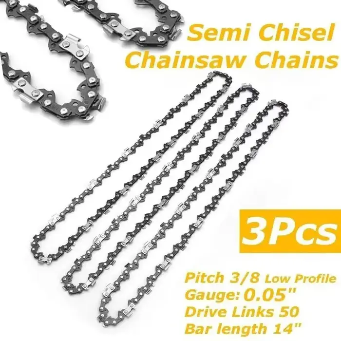 3 pièces 14 ''3/8'' 0.050 "50DL semi-ciseau 25 dents chaîne pour tronçonneuse MS170 MS180