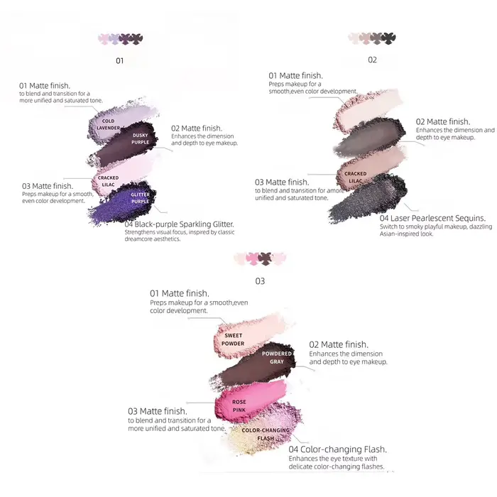 Palette de fards à paupières quatre couleurs Haggard Emo Monster Series, pigmentation longue durée, 