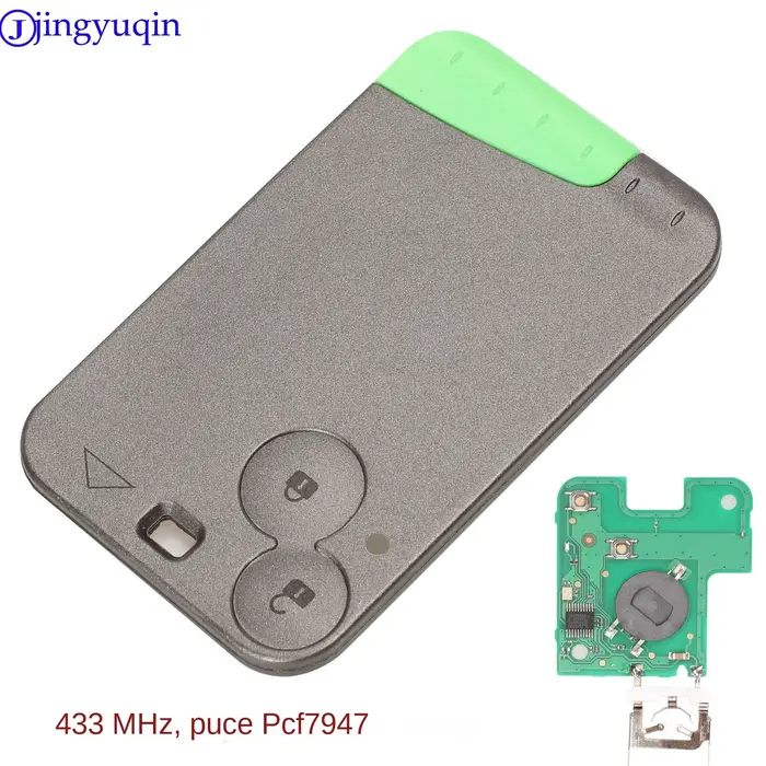 Jingyuqin 433 MHz Pcf7947 puce 2 boutons carte à distance clé de voiture intelligente pour Renault Laguna avec lame