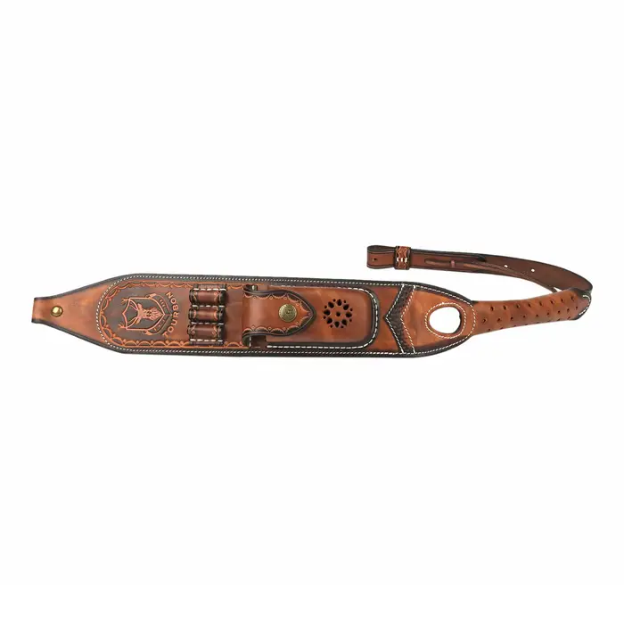 Sangle de fusil en cuir Tourbon, style vintage, avec porte-cartouches, pochette pour munitions, atta